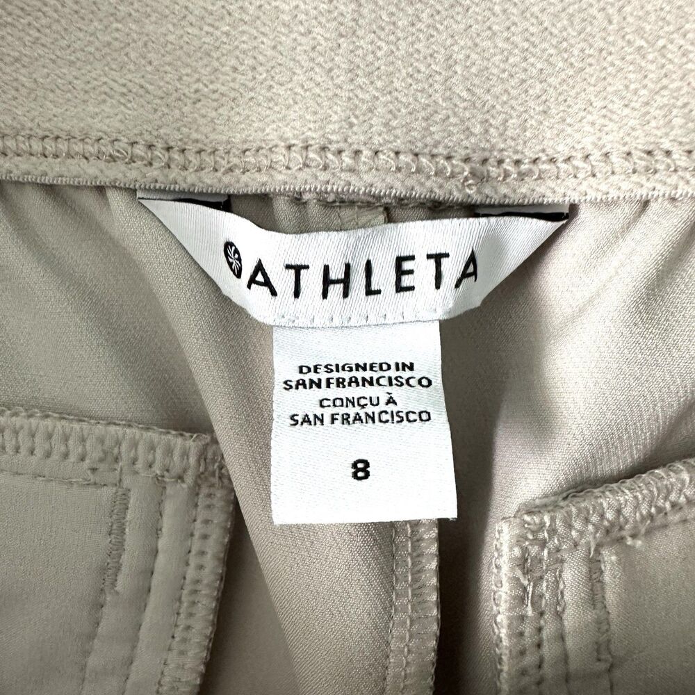 Athleta Endless High Rise Cargo Pant Sz 8 Abalone Beige Tapered Travel Trousers - Picture 4 of 13